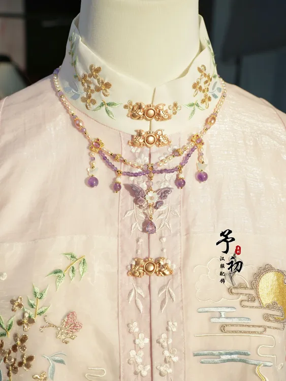 予初【紫鸢】璎珞毛衣链原创设计百搭少女精致锁骨链