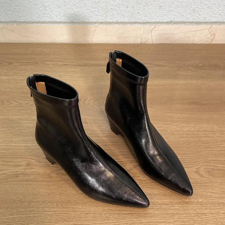 5cm 短筒靴新款简约复古瘦瘦靴秋冬 韩版职场短靴脚百搭秋冬短靴