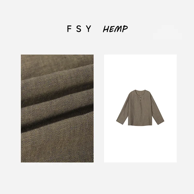 【镇DIAN之宝】意大利进口亚麻汉麻小衫上衣设计感衬衫2024312A