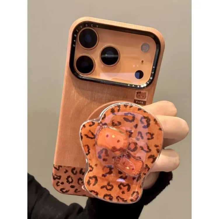 韩系复古撞色豹纹手套猫咪磁吸适用iphone17promax苹果16手机壳15