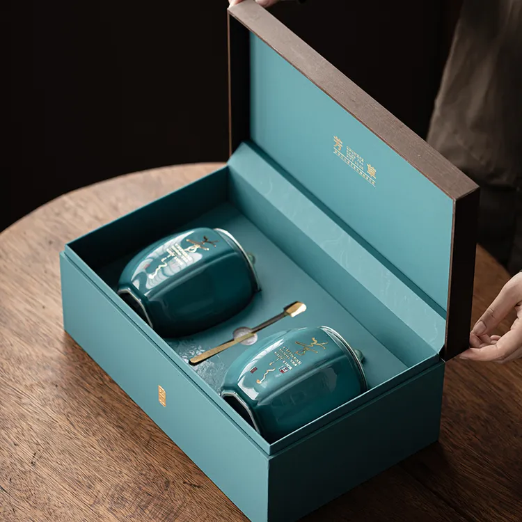 中式茶叶包装礼盒陶瓷大号家用防潮茶叶罐茶叶礼盒空盒茶罐密封罐