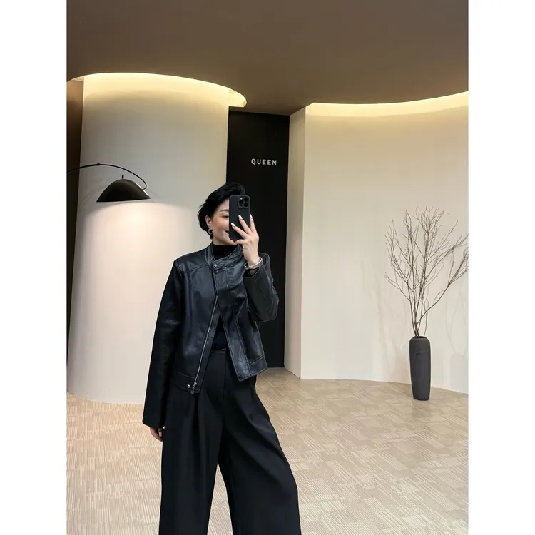 美丽定制极简显瘦百搭短皮衣160斤以内(24830)