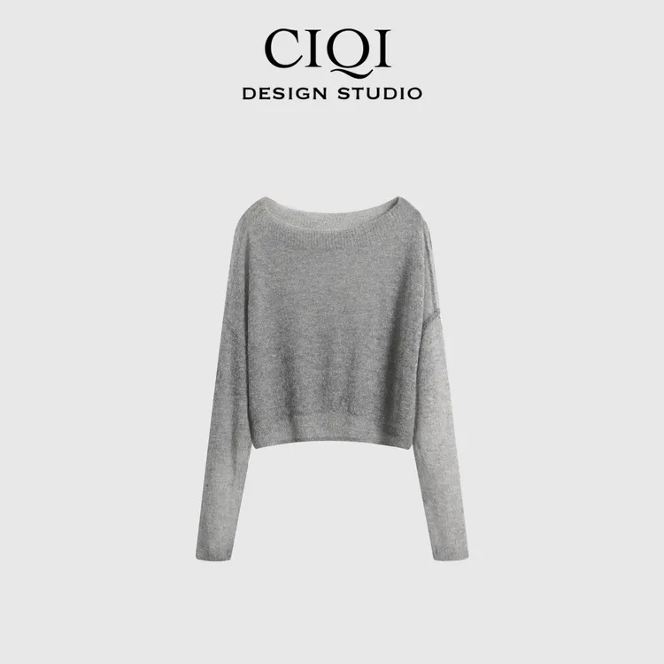 CIQI STUDIO【秋意】软糯轻量羊毛羊驼休闲宽松针织长袖上衣DY25914