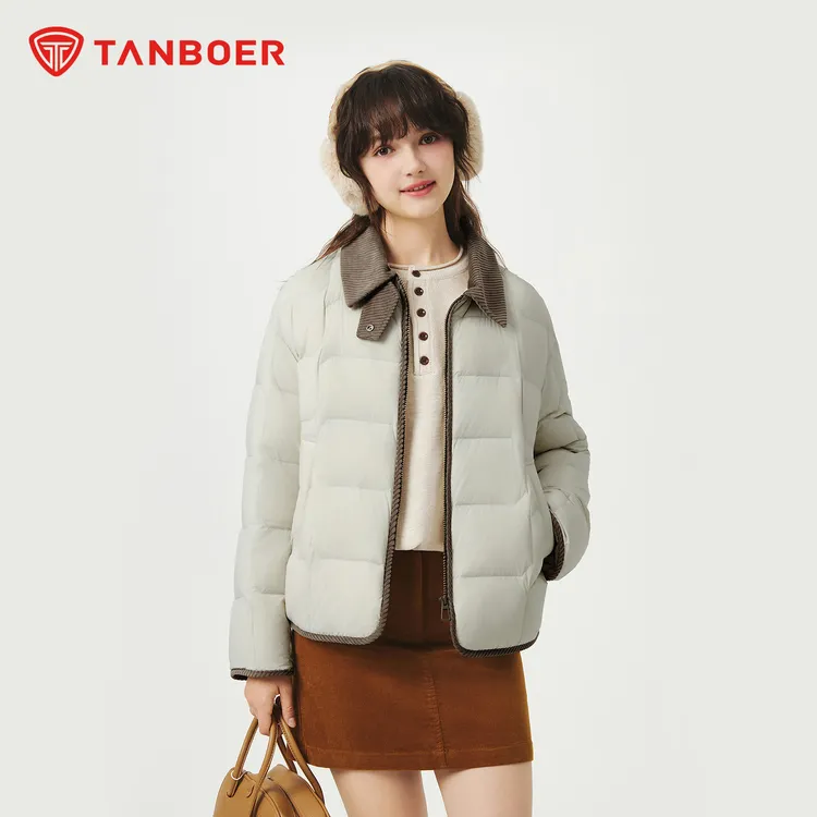坦博尔新款饼干轻薄短款外套女款羽绒服TB5330226Z