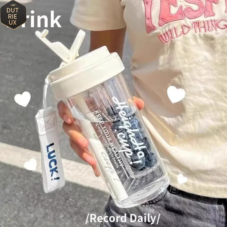 新款高颜值水杯女生夏季高级塑料杯大容量吸管杯儿童简约便携杯子