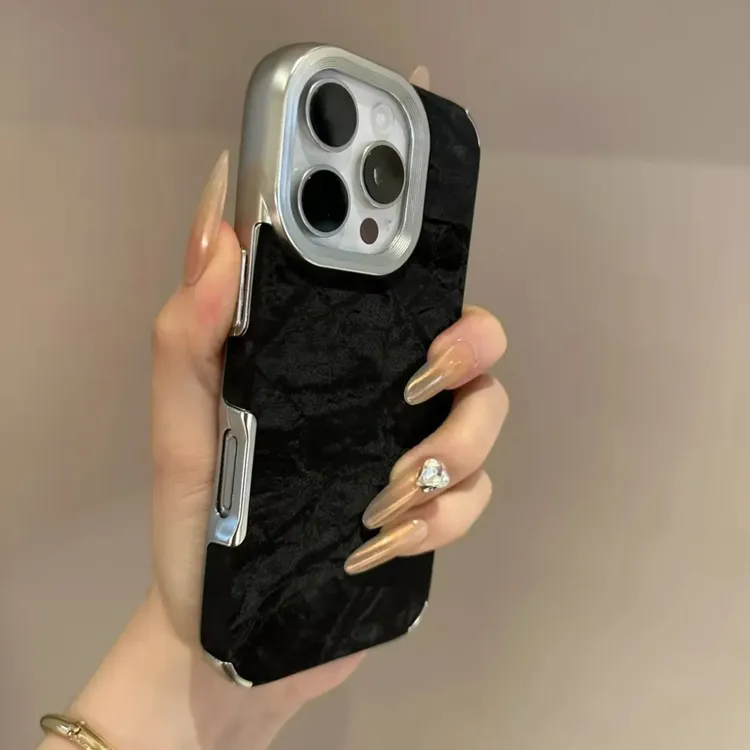 电镀绒布雪山纹适用iPhone17promax苹果15手机壳14高级感13创意12