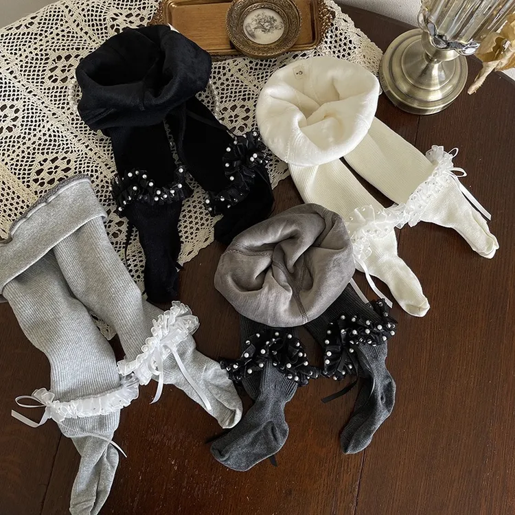 【灰姑娘现货专属】小众高定珠珠花边公主连裤袜重工女童外穿裤袜