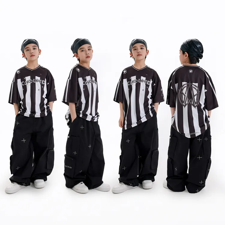街舞儿童潮服宽松T恤裤子少儿hiphop夏季嘻哈男童街舞演出服套装
