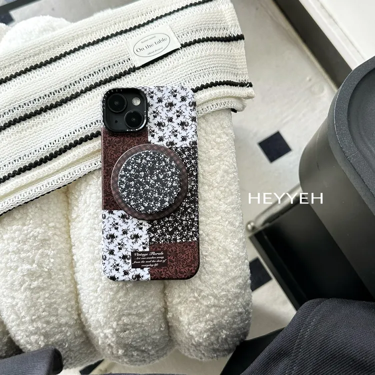 撞色初秋花朵磁吸适用iPhone17pro max苹果16手机壳15菲林硬壳14