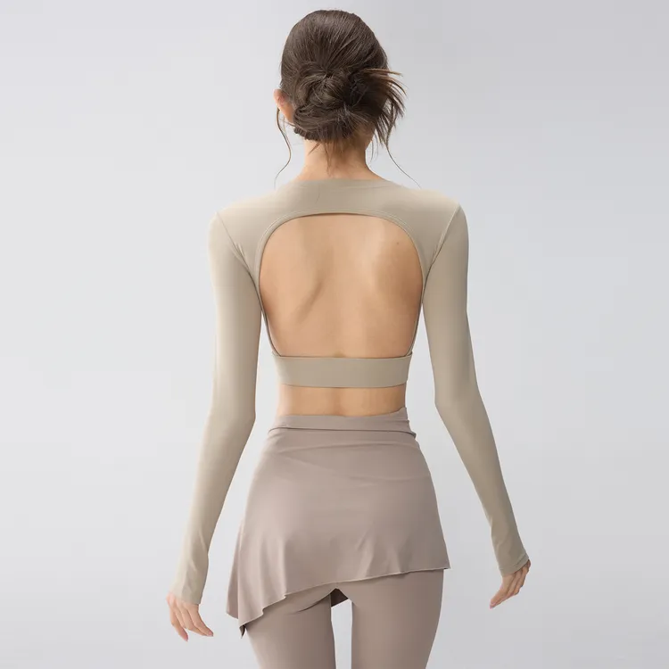 瑜伽服套装秋女美背健身上衣长袖跑步运动长裤带胸垫普拉提训练服
