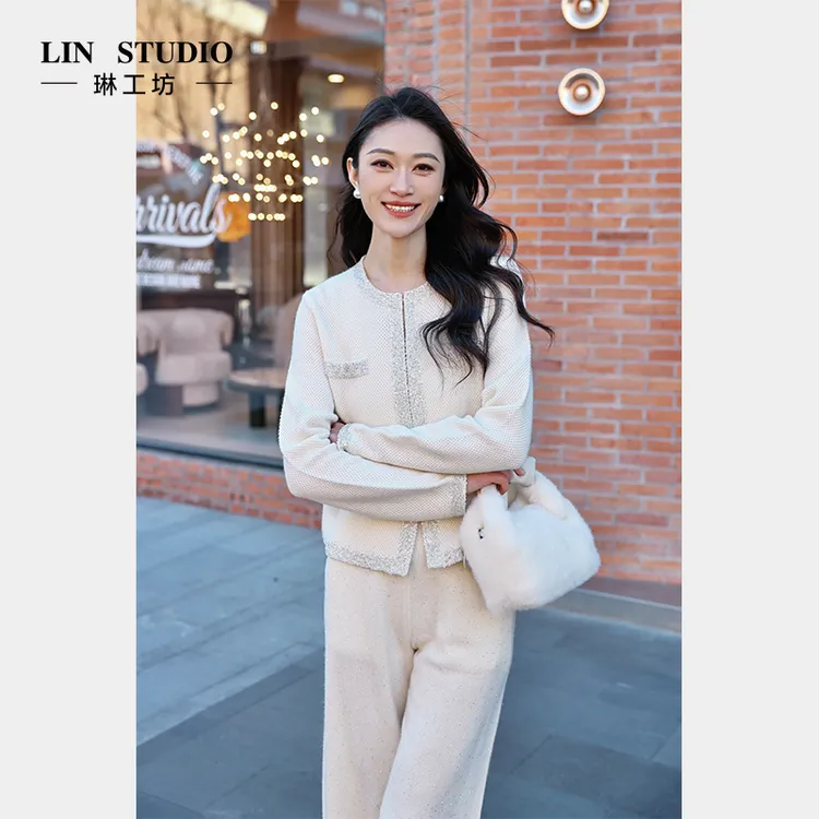 【山羊绒】琳工坊“暖帐”白色针织外套时尚气质小众显瘦唐琳设计师