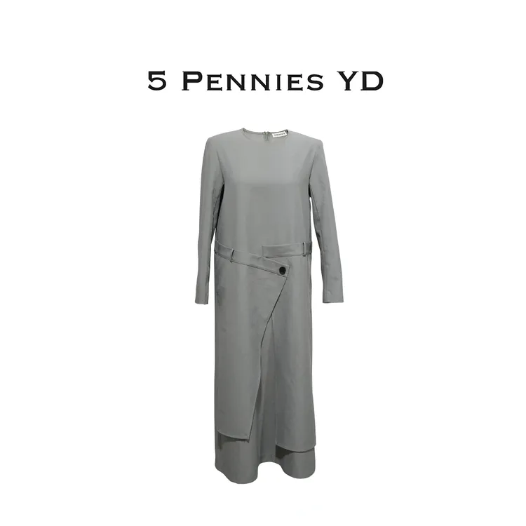 5 PENNIES YD设计师款原创秋季休闲假两件灰色连衣裙5S0731973L