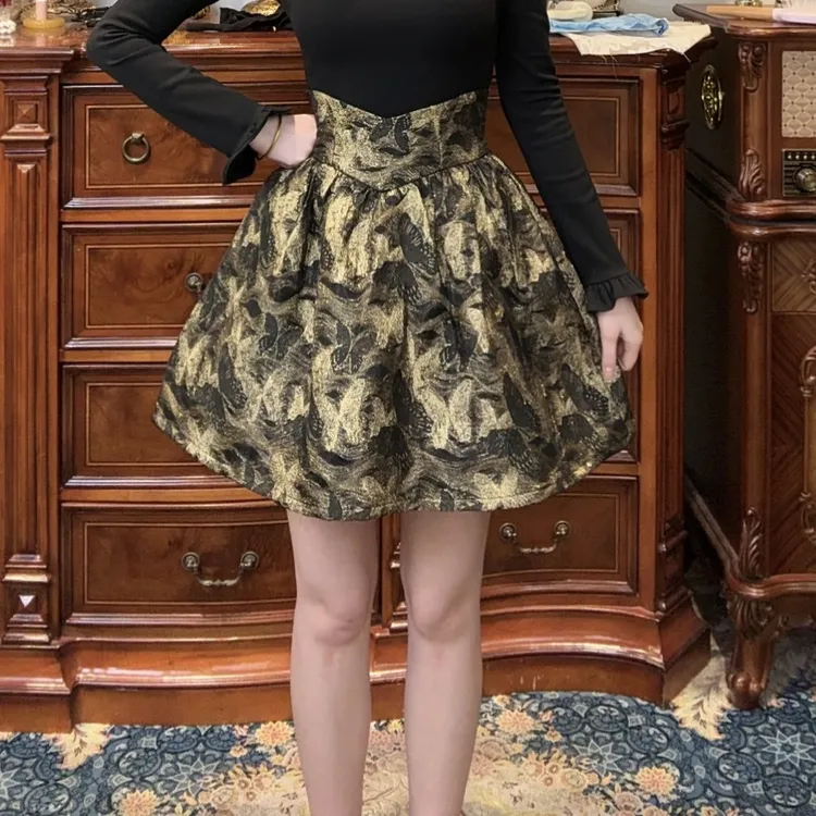 现货【一生罗曼】法式复古气质百搭显瘦高腰半身短裙B1339