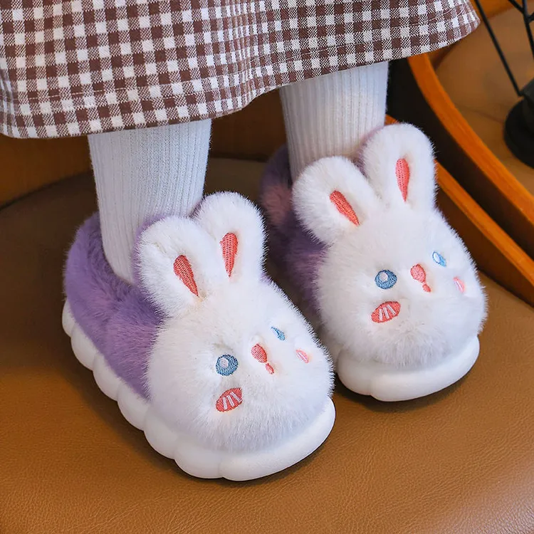 儿童棉拖鞋女童秋冬厚底防滑室内防滑毛毛鞋公主宝宝亲子家居棉鞋
