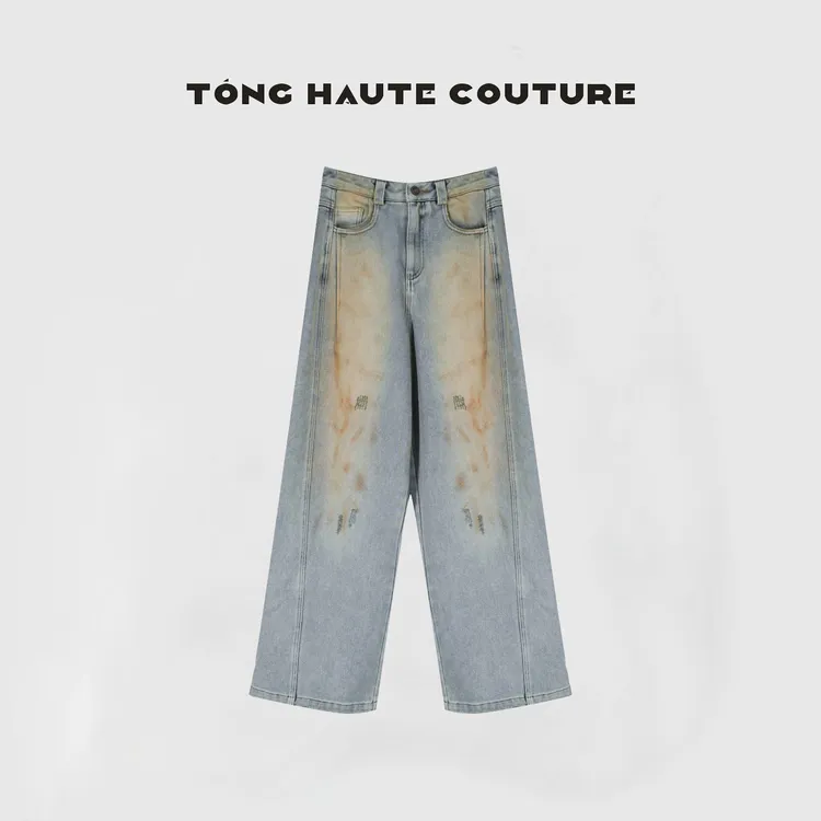 【惜曦】冬季新款印染水洗设计师款百搭加绒加厚牛仔裤 YK178