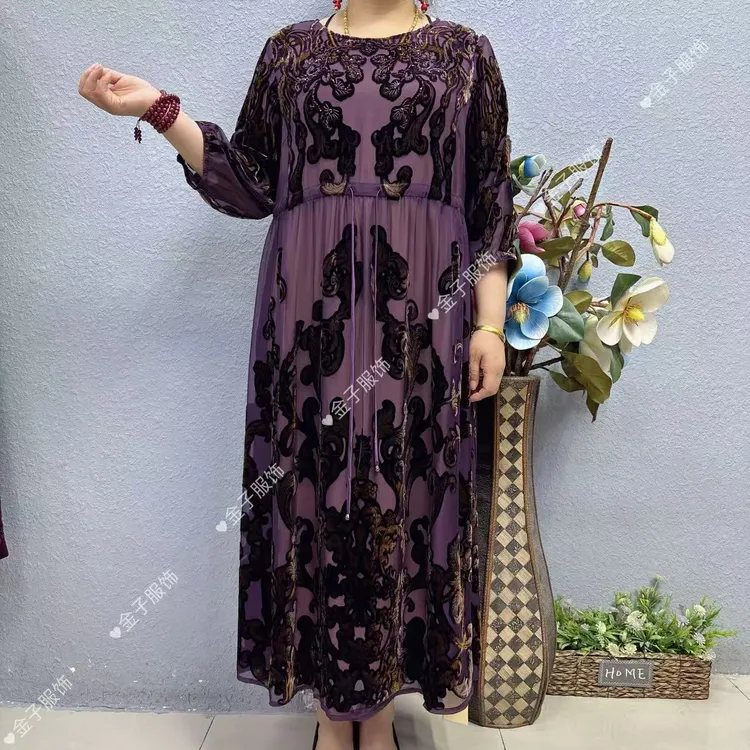 P5-82282款桑蚕丝收腰连衣裙