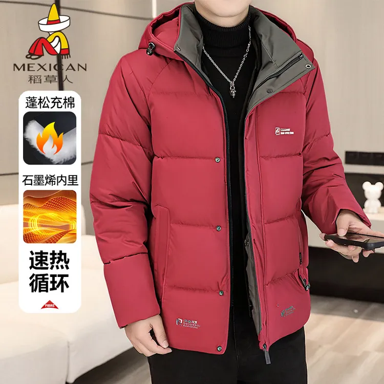 Mexican/稻草人休闲外套男士厚款棉衣速热秋冬常规款中老年上装