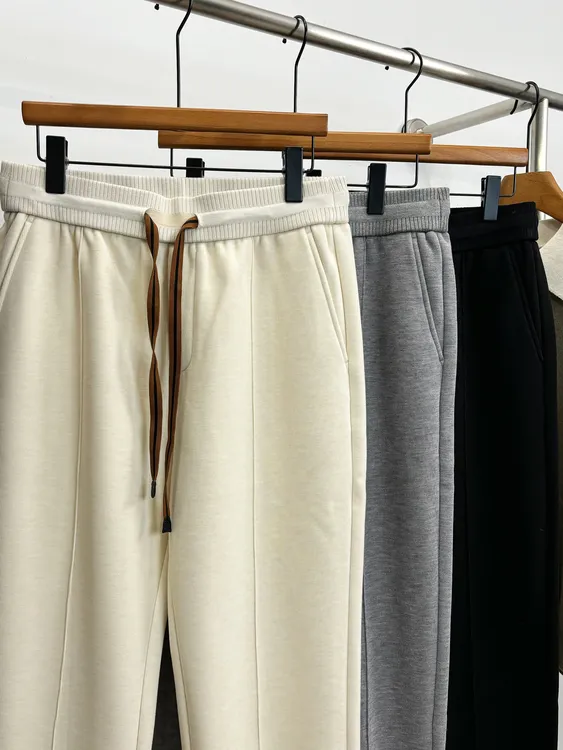 强森【羊脂玉2.0版】冬季男士百搭醋酸羊毛针织加绒直筒保暖休闲裤