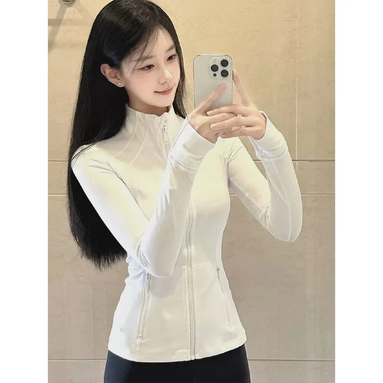 白色防晒衣女夏季薄款纯欲风辣妹户外运动外套收腰显瘦瑜伽服上衣