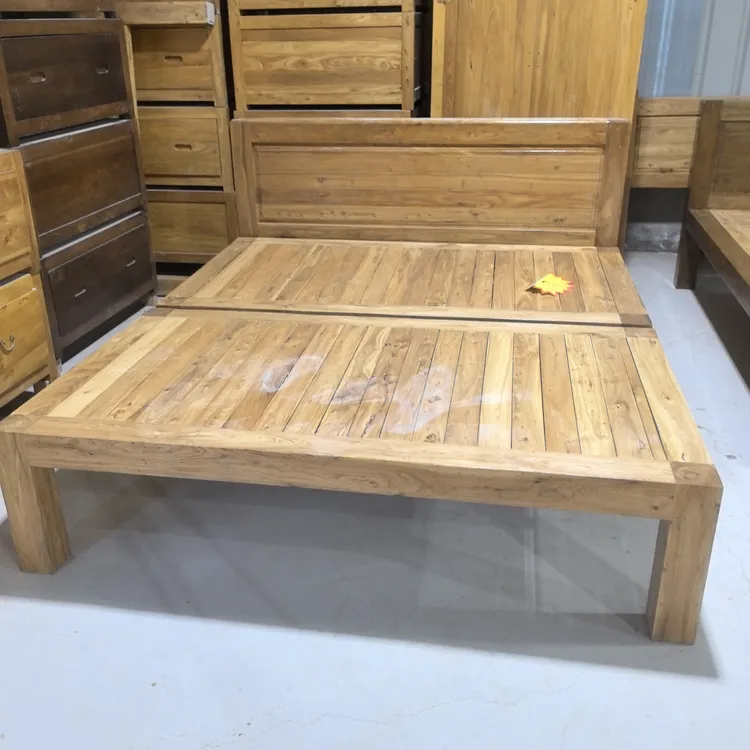 老榆木双人床180✘200整体发货的带床头床面45