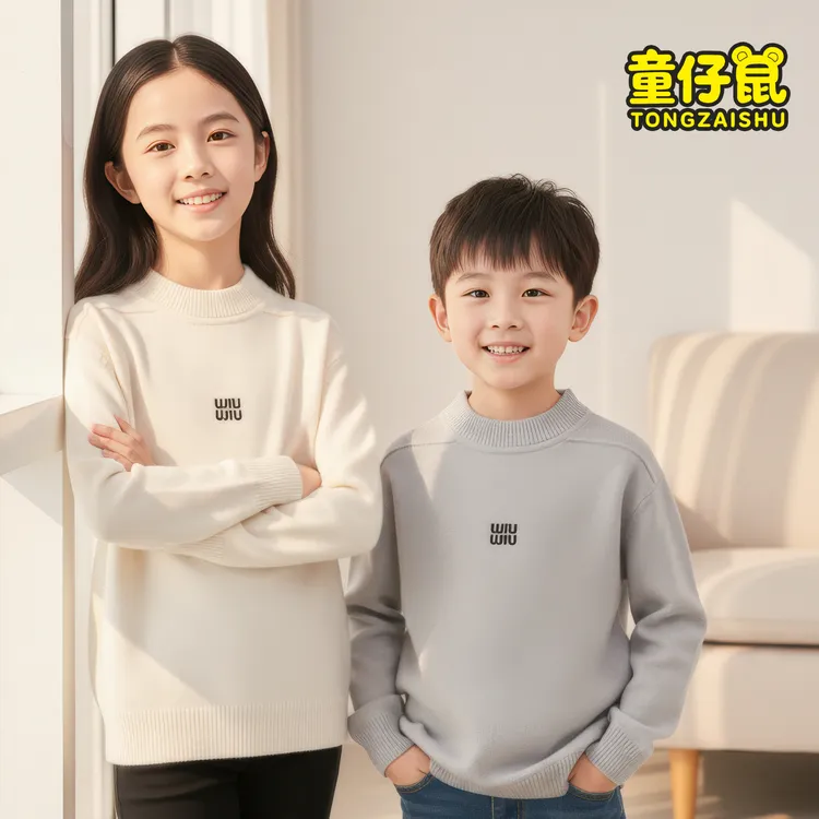 2025新款毛衣中大童圆领针织衫儿童秋冬圆领毛衣女童纯棉毛线衣潮