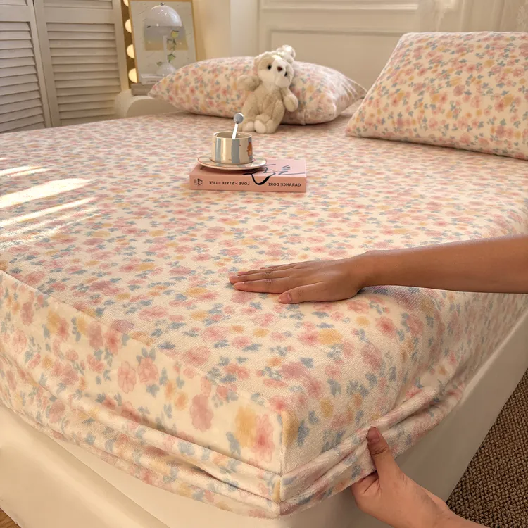 高克重加厚牛奶绒床笠单件冬季床罩床垫保护罩全包床单套