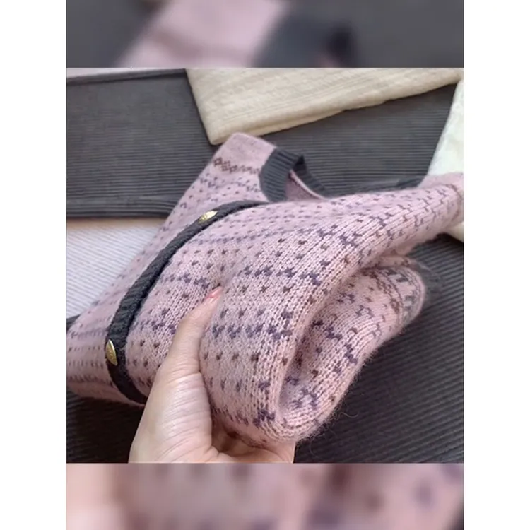 真心好穿！春款针织衫女上衣2025秋季小香风高级感紫色开衫毛衣