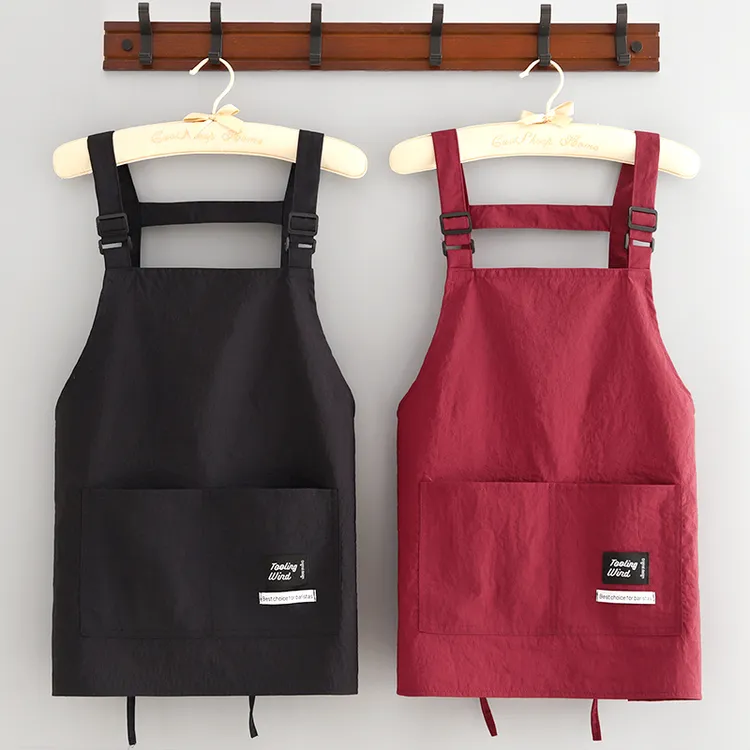 时尚围裙防泼水短款围腰餐饮专用服务员无袖女工作服定制logo印字