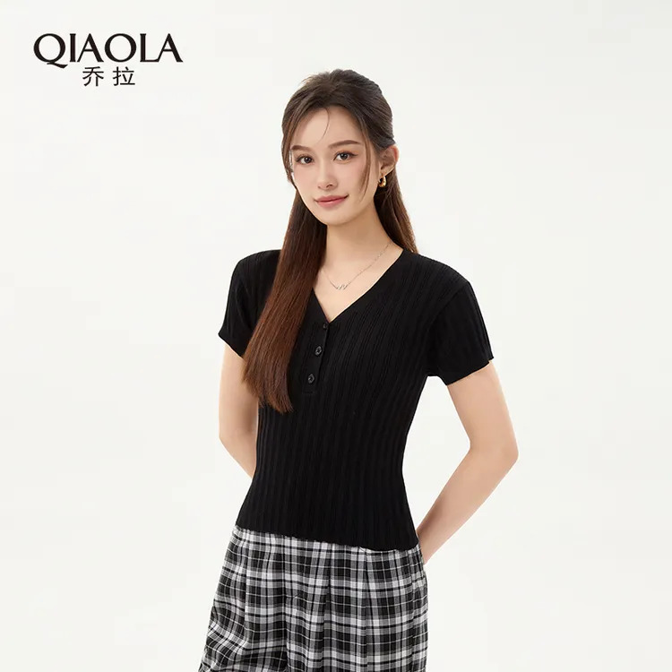 QIAOLA/乔拉【里约书屋】夏新款冰丝轻薄柔软显瘦百搭时尚套装预售