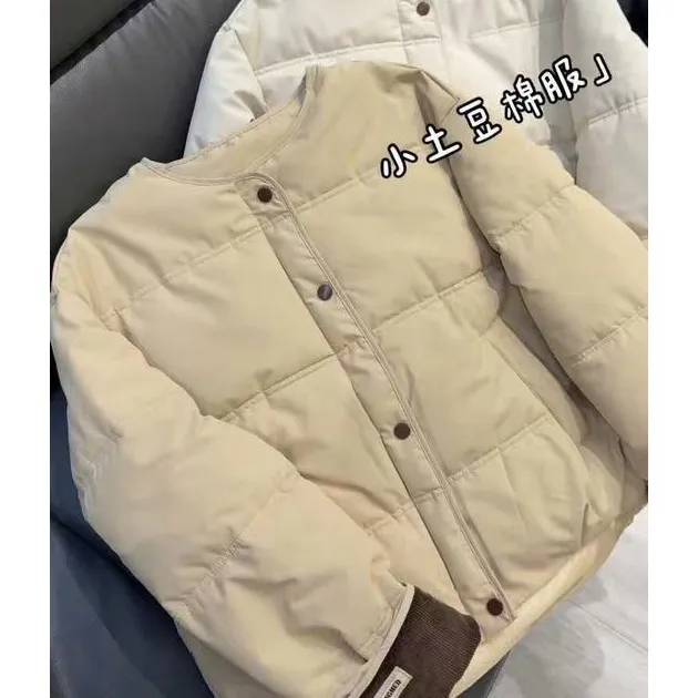 常规袖长袖圆领保暖常规厚款棉服冬季短款小土豆面包服加厚