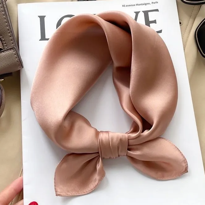 纯色重缎桑蚕丝小方巾 54*54