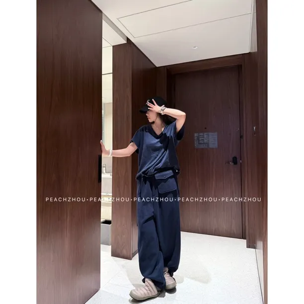 PEACHZHOU 加绒可调节裤脚系带腰包宽松哈伦休闲裤松紧腰束脚卫裤