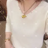 雪姐服饰「珍珠蕾丝V领毛衣」秋冬百搭V领针织羊毛衫时尚珍珠毛衣