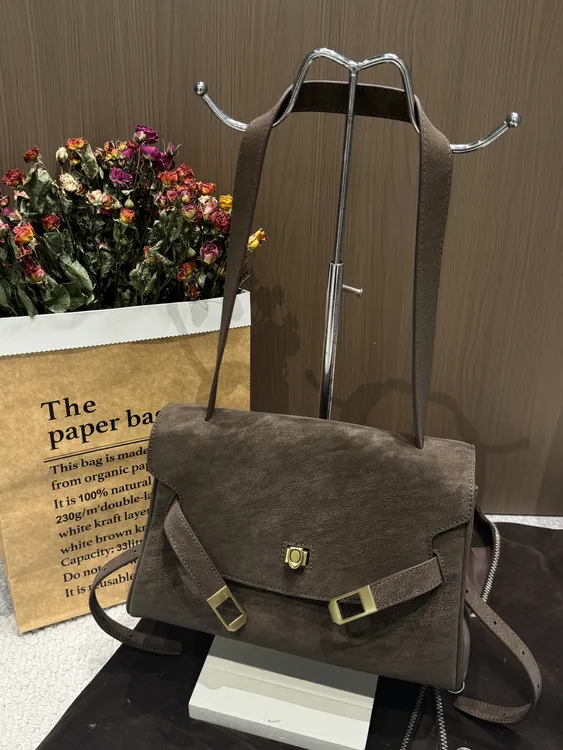 2025年流行女包复古擦色真皮气质手提单肩斜挎女士凯莉包秋冬包包