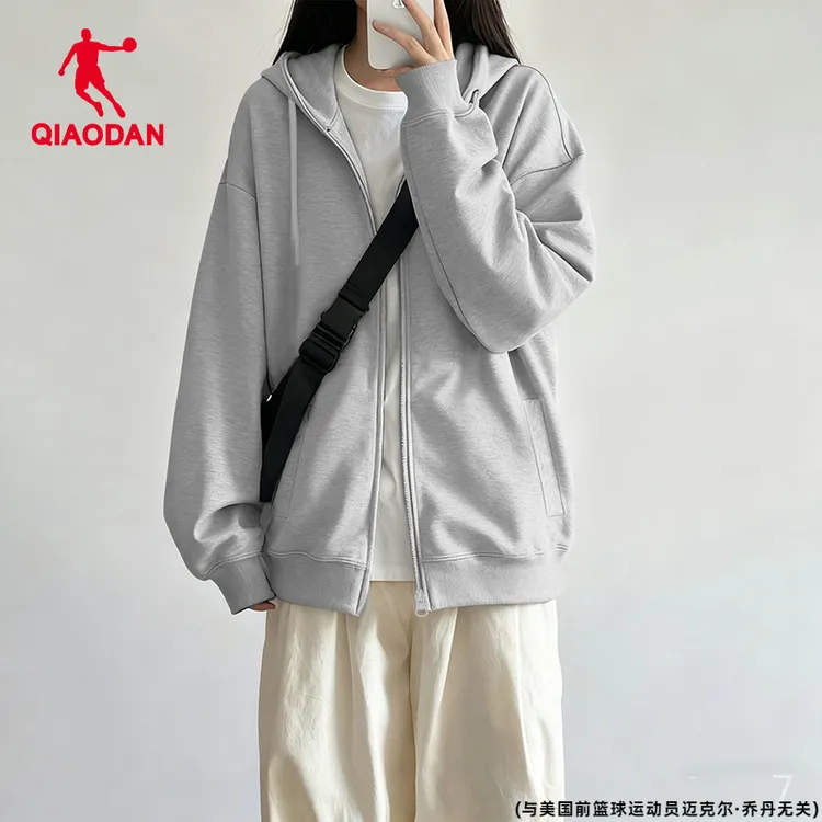 乔丹外套女连帽2025冬季新款官方正品开衫宽松慵懒风拉链运动卫衣
