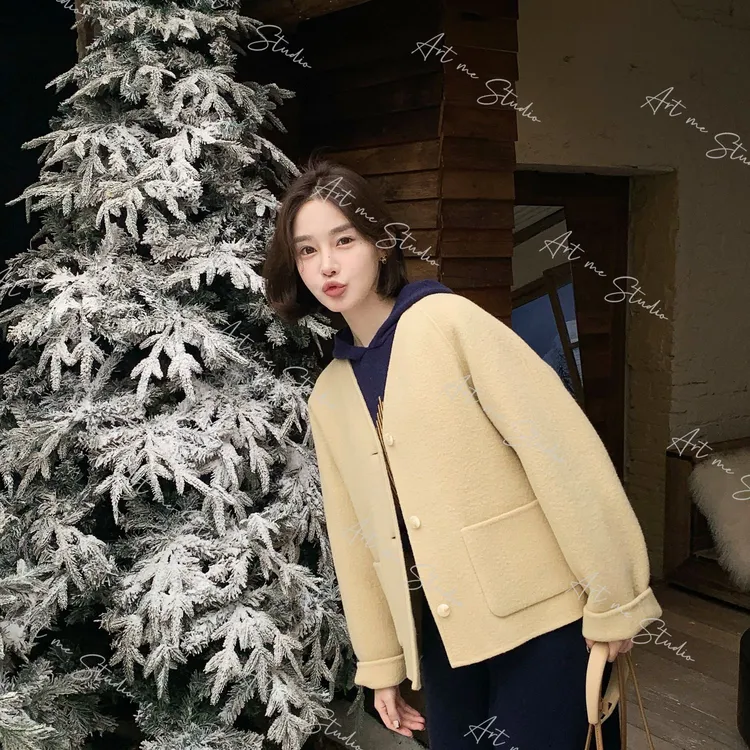 【ART ME】初代系列100绵羊毛V领刚需软糯三色大衣外套w24489