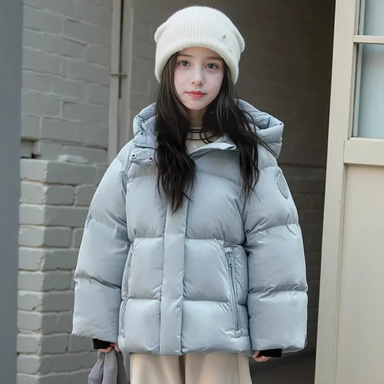 女童羽绒服短款冬季2025新款洋气儿童冬装保暖加厚连帽白鸭绒外套