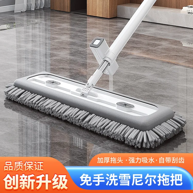 雪尼尔免手洗平板拖把干湿两用自动回弹墩布拖布耐用面板木地板