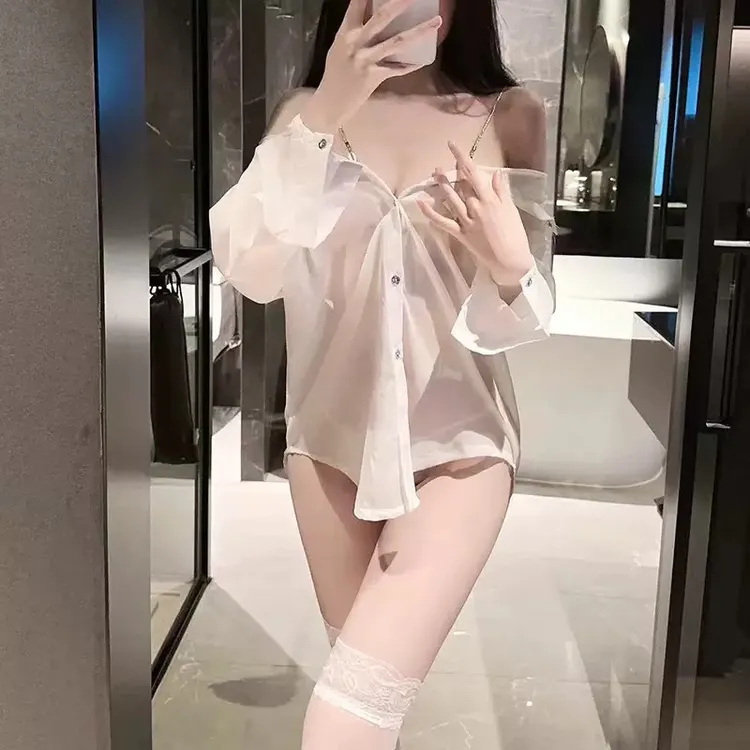 吊带男友衬衫式私房睡裙