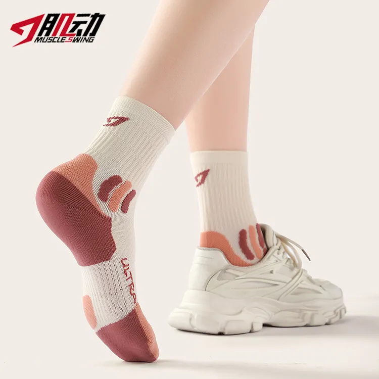 肌动极触马拉松跑步袜男女中筒运动袜秋冬户外越野袜防滑耐磨袜子