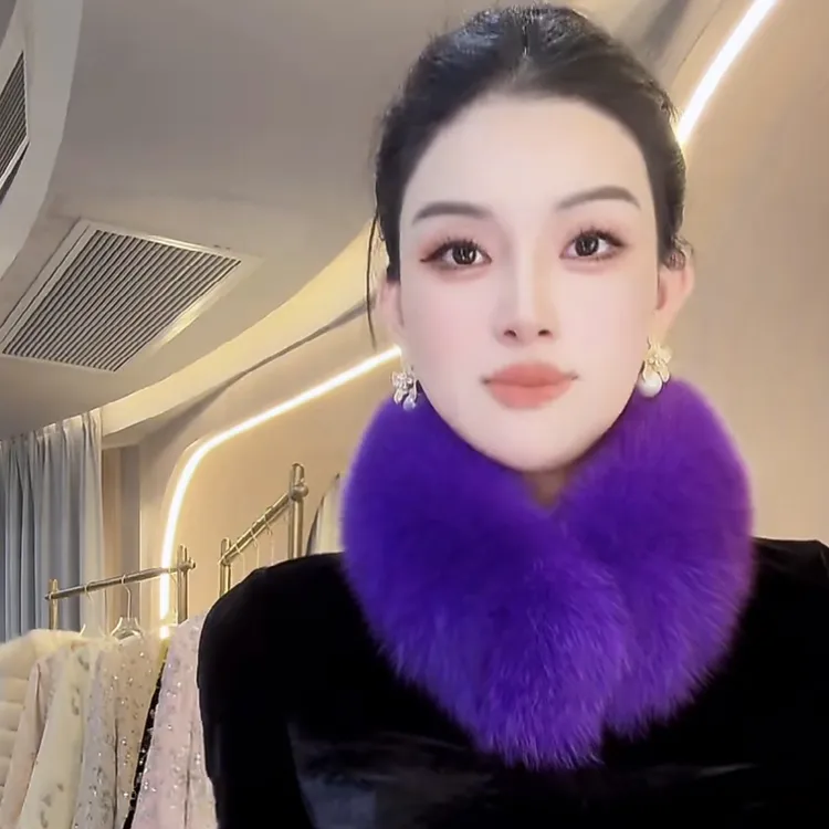 三C娘娘67345时尚狐狸毛大毛领围脖