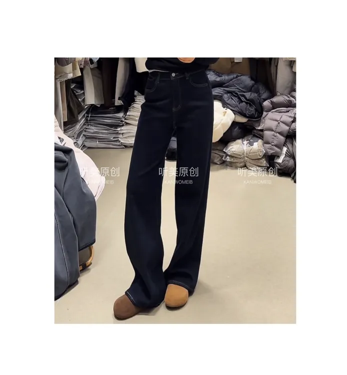 【MeiCG】原创 窄版显瘦加绒牛仔裤