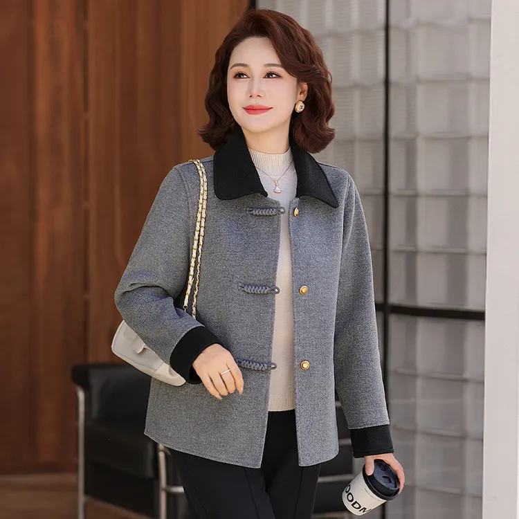 妈妈装2025年秋冬装新款外套洋气上档次中老年女装秋款双面呢上衣