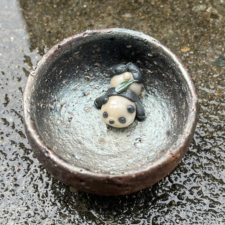 精品柴烧熊猫杯，孤品，100毫升