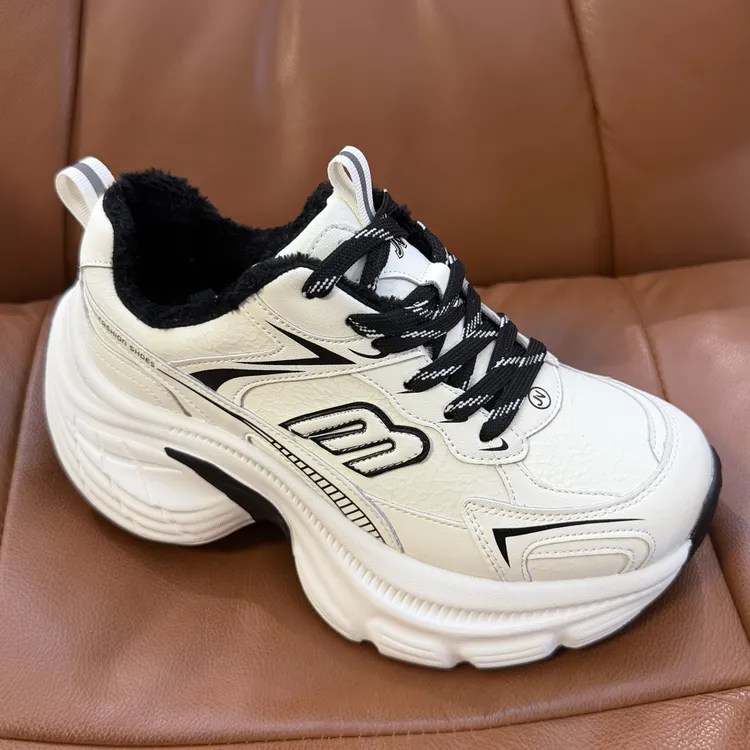 78656厚底加绒老爹鞋女复古擦色增高百搭