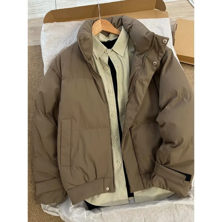 纯色短款立领棉服外套男女冬季高级感穿搭宽松加厚保暖面包服棉袄