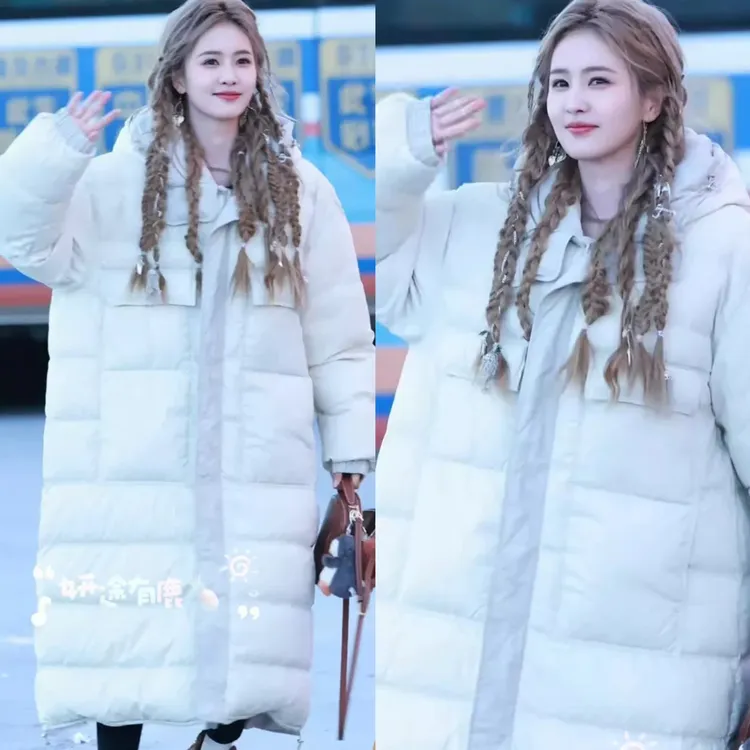 白鹿同款加厚白鸭绒外套女冬季宽松保暖韩版减龄长款白色羽绒服