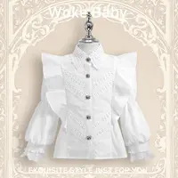 【现货】女童秋季女设计感小众衬衣长袖宽松立领汉服白色上衣A5809