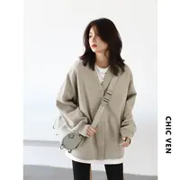 【只为妮选】CHIC VEN休闲宽松V领开衫外套bf风叠穿上衣121QW63024