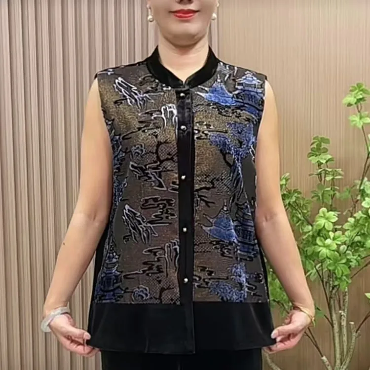 8666国风马甲女秋冬短款中老年妈妈装秋季中国风无袖外穿坎肩